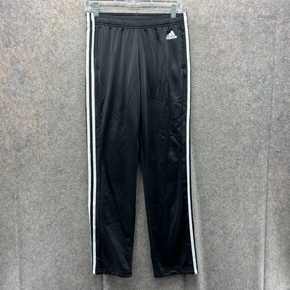 Adidas Track Pants Women Small Black White 3 Stripes Athletic Training Polyester - Picture 1 of 11